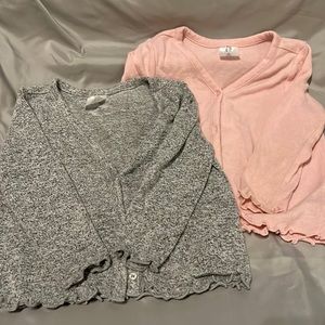 Baby Gap lot of 2 pink and grey button up cardigans